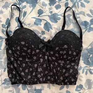 NWOT Guess Black and White Floral Patterned Bra